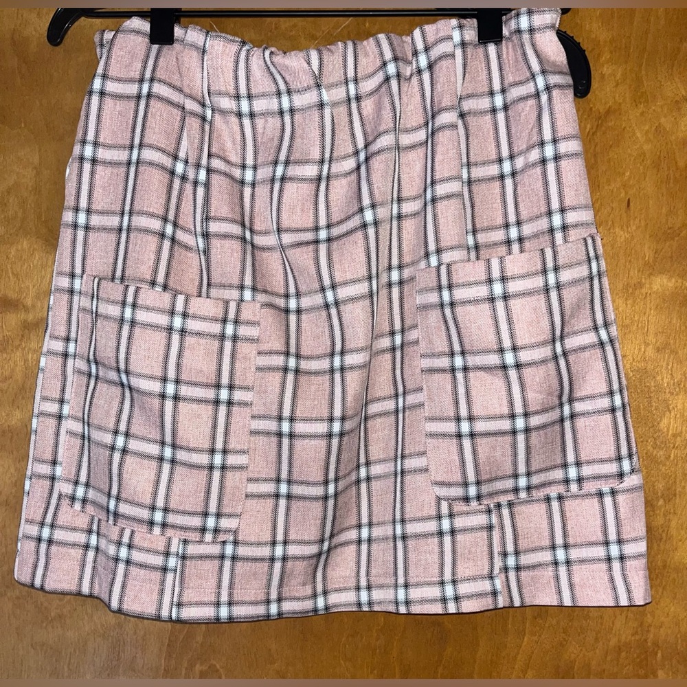 Francesca's Pink Plaid Mini Skirt